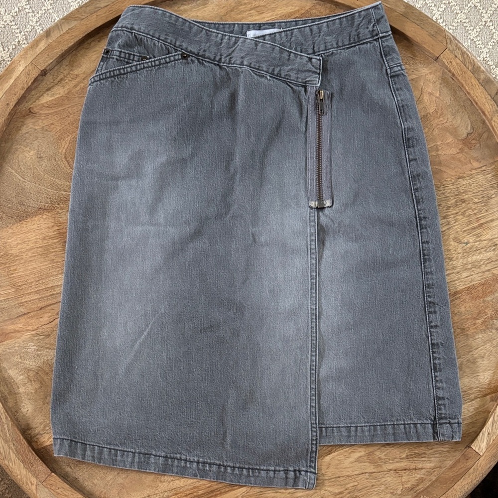 HENNES Asymmetrical Gray Denim Skirt